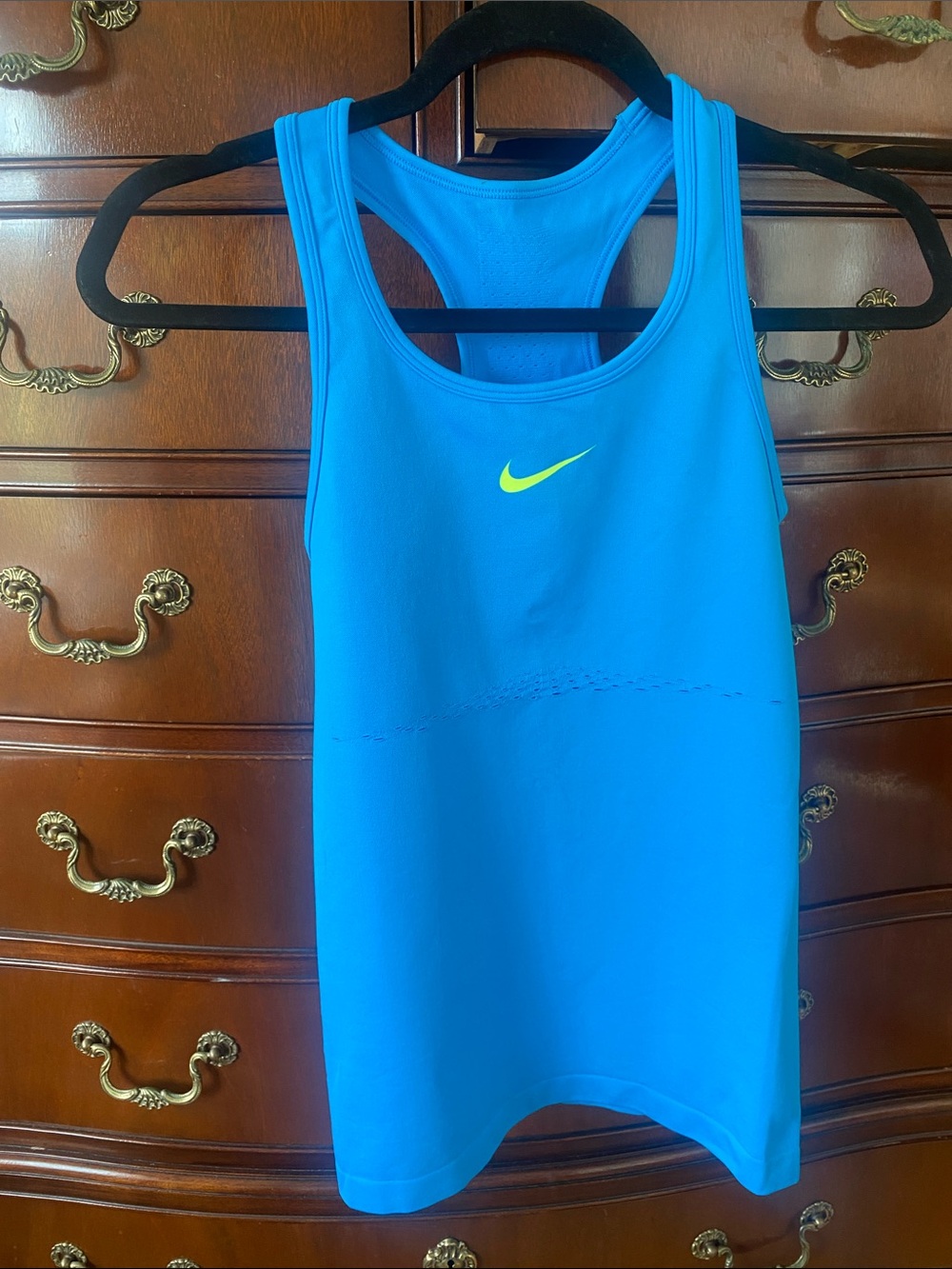Nike Dri-fit Bright Blue Racerback Tank with Neon Yellow Swoosh